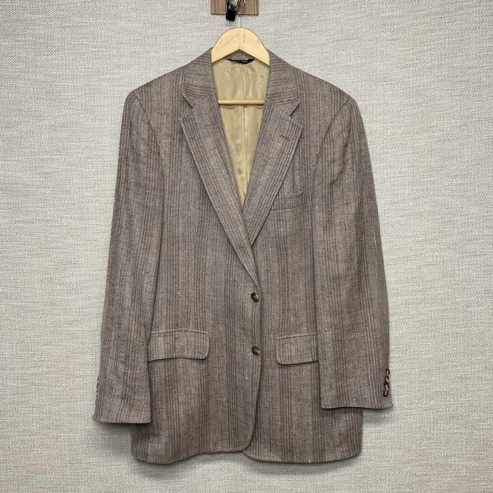 80s Chaps by Ralph Lauren Sport Coat (42L) 2B1V Summer Tweed Herringbone Stripe